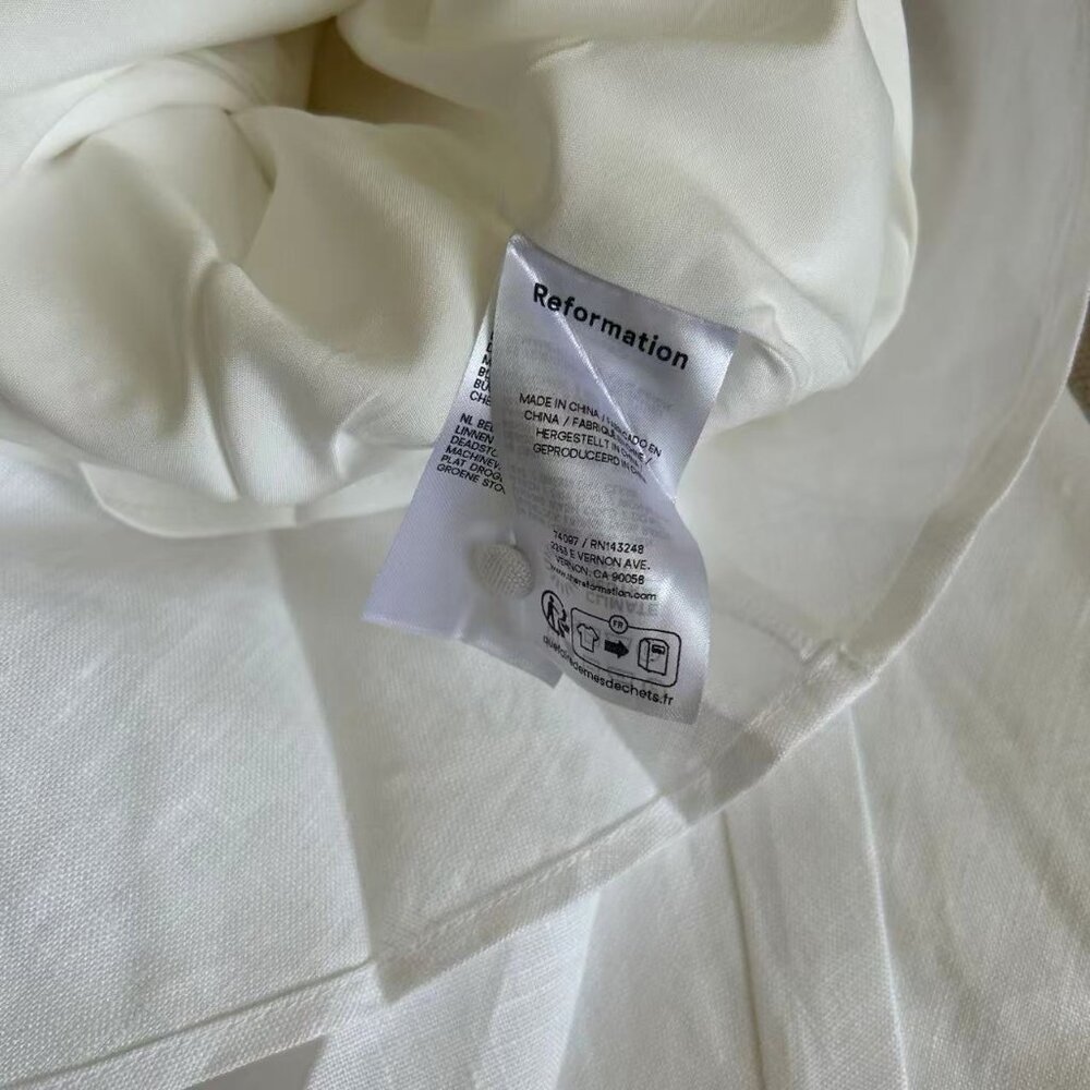 BEST Reformation Delilah Linen Maxi Dress Sz0/2 White Vacation Halter Wedding - Picture 9 of 15